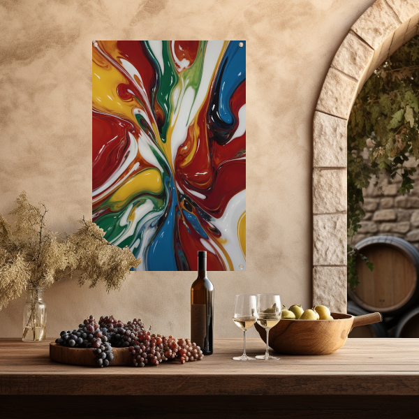 Explosie van kleur in moderne abstracte kunst tuinposter