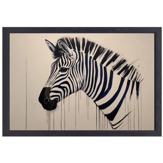 Abstract Zebra Portret in Monochrome Tinten canvas met baklijst