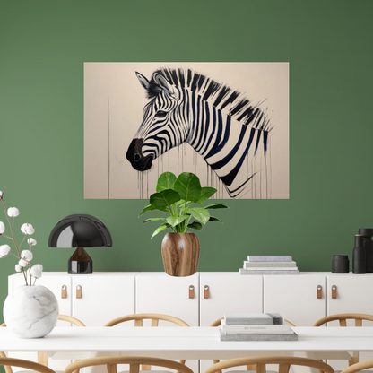 Abstract Zebra Portret in Monochrome Tinten poster