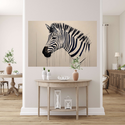 Abstract Zebra Portret in Monochrome Tinten poster