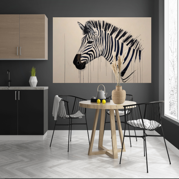 Abstract Zebra Portret in Monochrome Tinten poster
