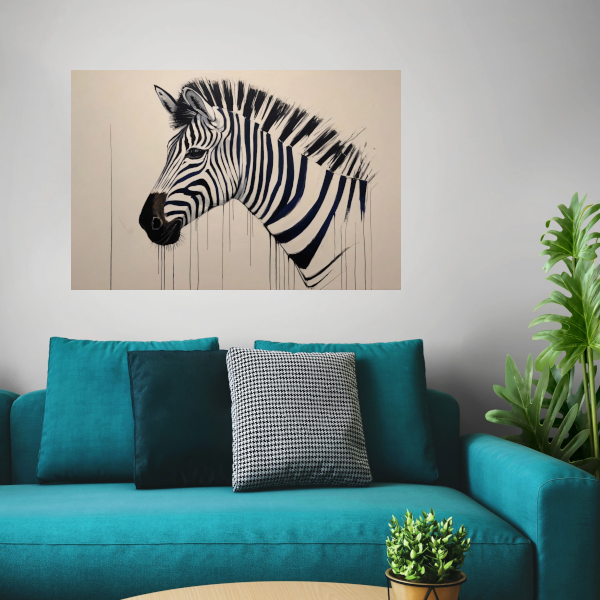Abstract Zebra Portret in Monochrome Tinten poster