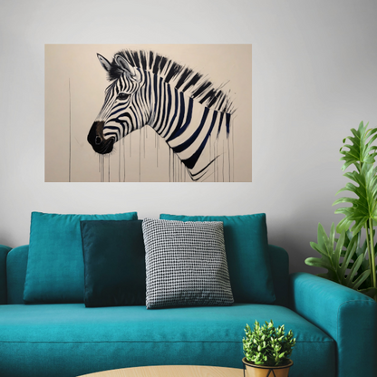 Abstract Zebra Portret in Monochrome Tinten poster