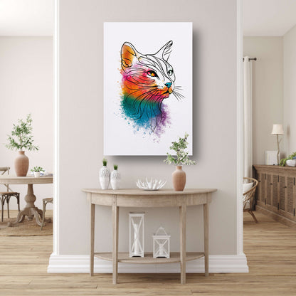 Abstracte aquarel kat met kleurexplosie canvas