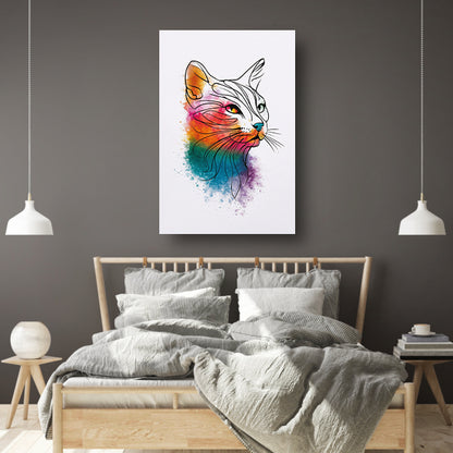 Abstracte aquarel kat met kleurexplosie poster