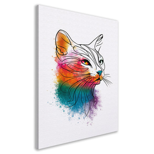 Abstracte aquarel kat met kleurexplosie canvas