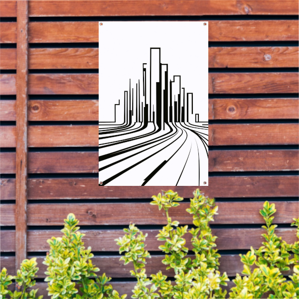 Minimalistische Zwart-Witte Stadslijnen tuinposter