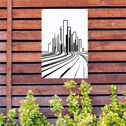 Minimalistische Zwart-Witte Stadslijnen tuinposter