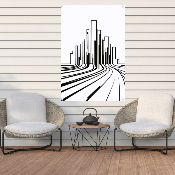 Minimalistische Zwart-Witte Stadslijnen tuinposter