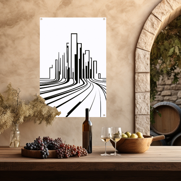 Minimalistische Zwart-Witte Stadslijnen tuinposter