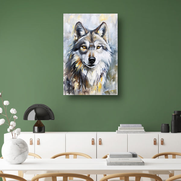 Realistisch schilderij van een wolf canvas met baklijst