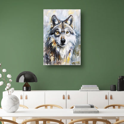 Realistisch schilderij van een wolf canvas met baklijst