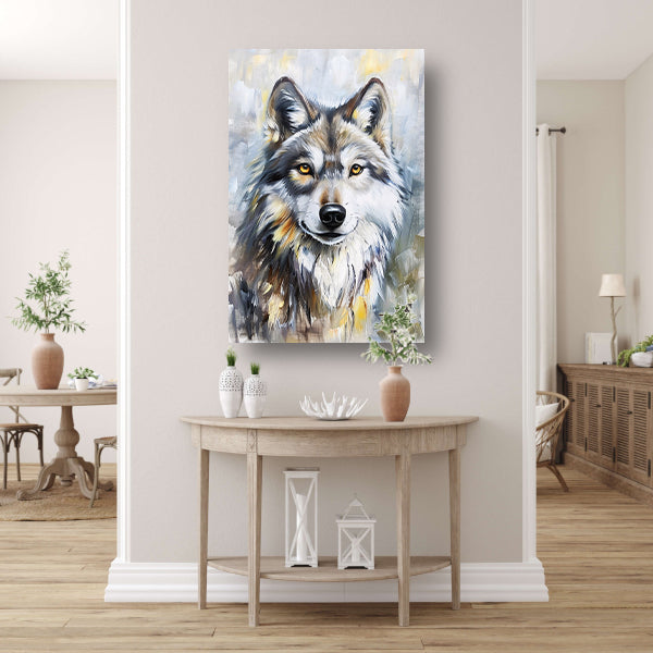 Realistisch schilderij van een wolf canvas met baklijst