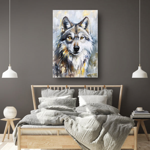 Realistisch schilderij van een wolf canvas met baklijst
