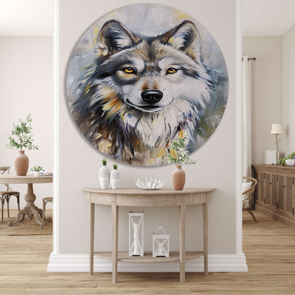 Realistisch schilderij van een wolf forex muurcirkel