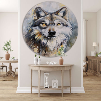 Realistisch schilderij van een wolf forex muurcirkel