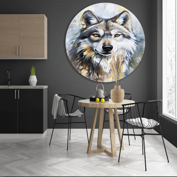 Realistisch schilderij van een wolf forex muurcirkel