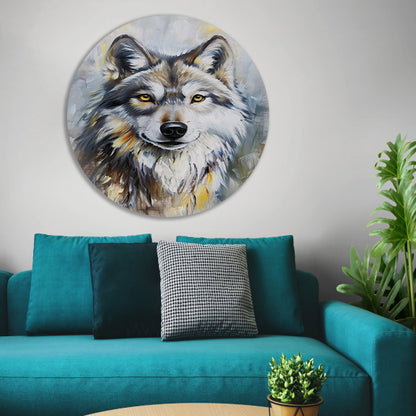 Realistisch schilderij van een wolf forex muurcirkel