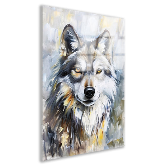 Realistisch schilderij van een wolf acrylglas