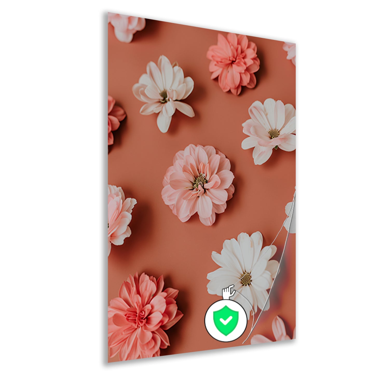 Minimalistische bloemen op oranje achtergrond poster