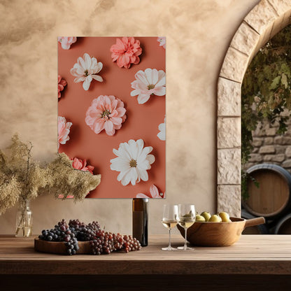 Minimalistische bloemen op oranje achtergrond tuinposter