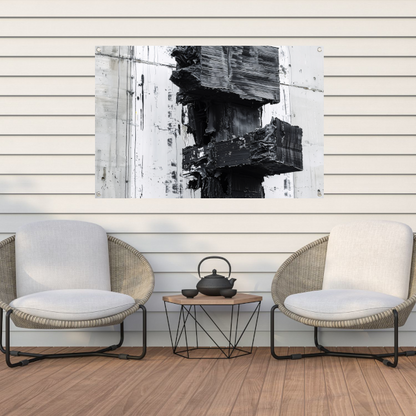 Abstract zwart-wit schilderij met texturen tuinposter