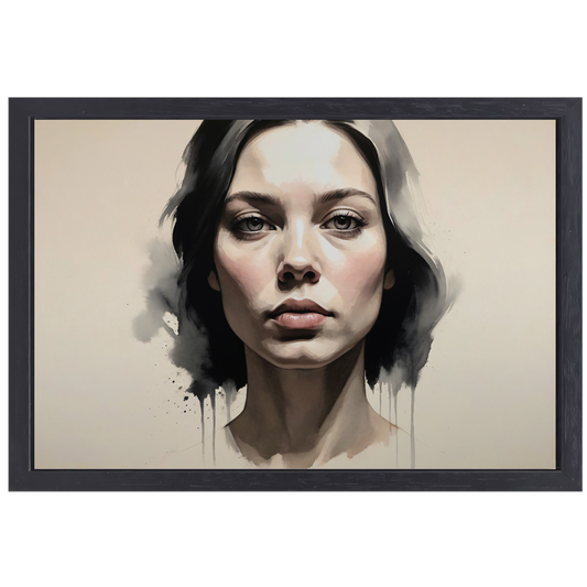 Moderne Vrouw met Inkt en Blik canvas met baklijst