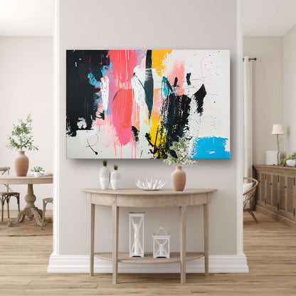 Modern abstract schilderij met dynamische kleurenposter