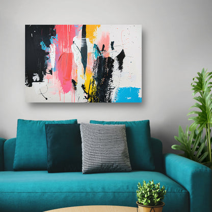 Modern abstract schilderij met dynamische kleurenposter