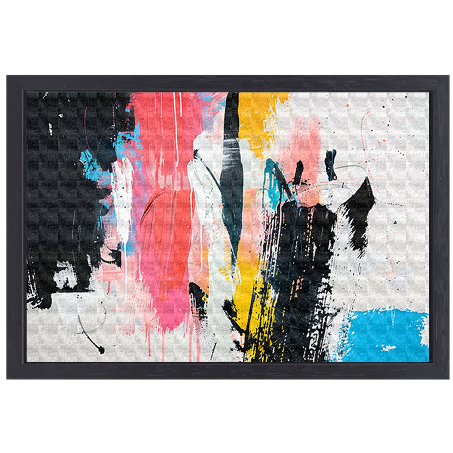 Modern abstract schilderij met dynamische kleuren canvas met baklijst