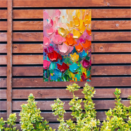 Abstract kleurrijk schilderij van bloemen tuinposter
