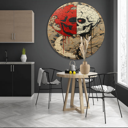 SurRealistisch Schedelboom in Contrast aluminium muurcirkel