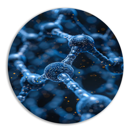 Abstract Moleculaire Dans aluminium muurcirkel