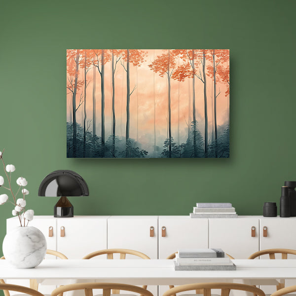 Moderne schilderij van herfstbos canvas