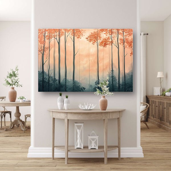 Moderne schilderij van herfstbos canvas