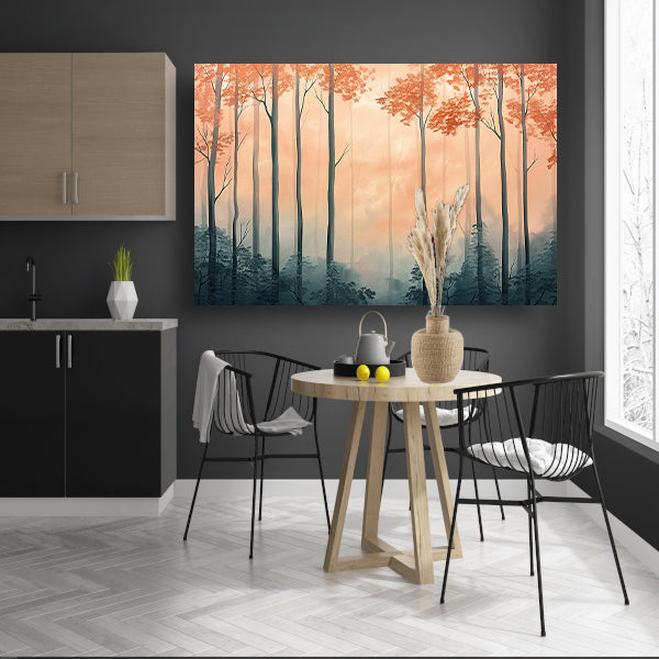 Moderne schilderij van herfstbos canvas