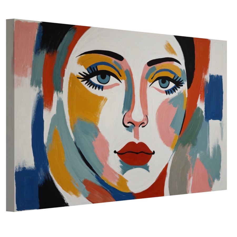 Abstracte Visie op Vrouwelijkheid in Kleur canvas