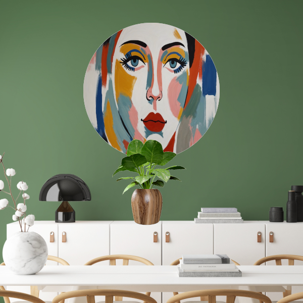 Abstracte Visie op Vrouwelijkheid in Kleur aluminium muurcirkel