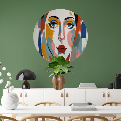 Abstracte Visie op Vrouwelijkheid in Kleur aluminium muurcirkel