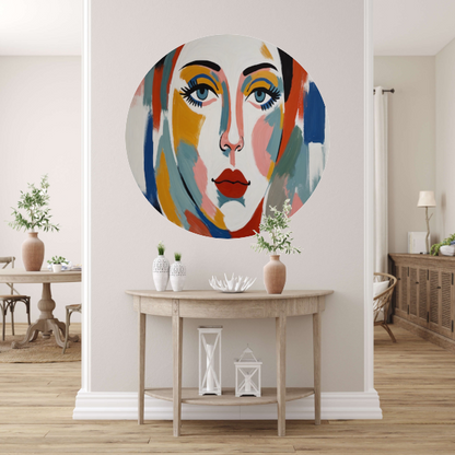 Abstracte Visie op Vrouwelijkheid in Kleur aluminium muurcirkel