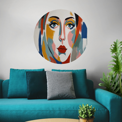 Abstracte Visie op Vrouwelijkheid in Kleur aluminium muurcirkel
