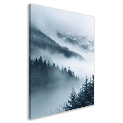 Monochroom Berglandschap in de Mist canvas