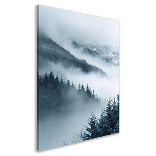 Monochroom Berglandschap in de Mist canvas