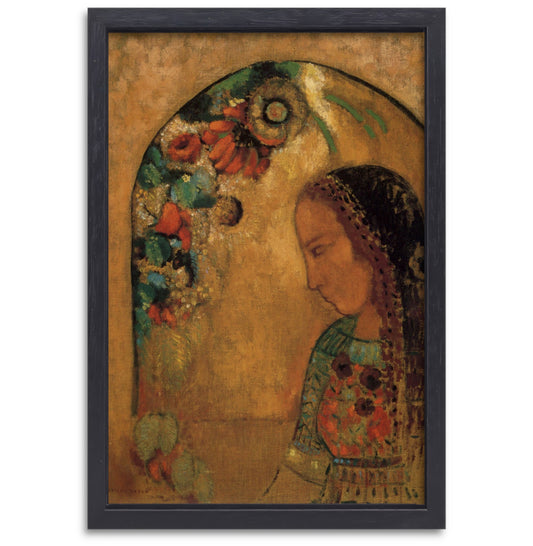Dame van de bloemen - Odilon Redon canvas met baklijst
