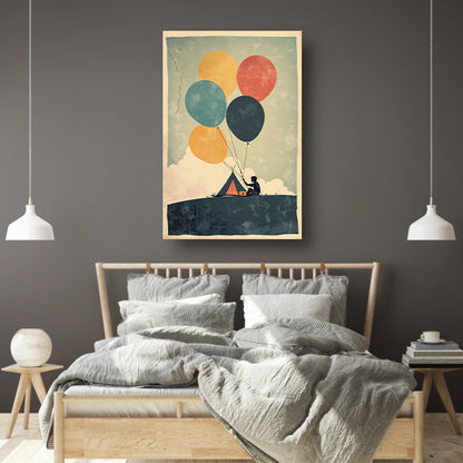 Eenzame kampeerder met ballonnen acrylglas