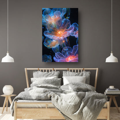 Digitale Kunst: Bloemen met Kosmische Gloed poster