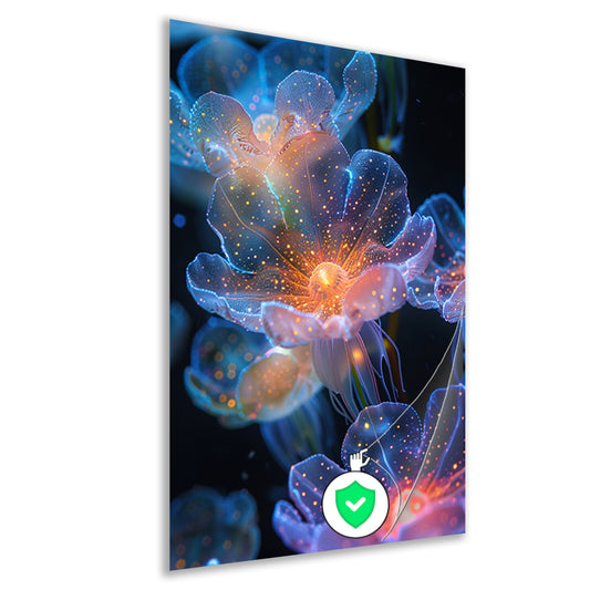 Digitale Kunst: Bloemen met Kosmische Gloed poster