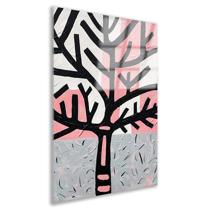Abstracte boom met roze en zwarte accenten acrylglas