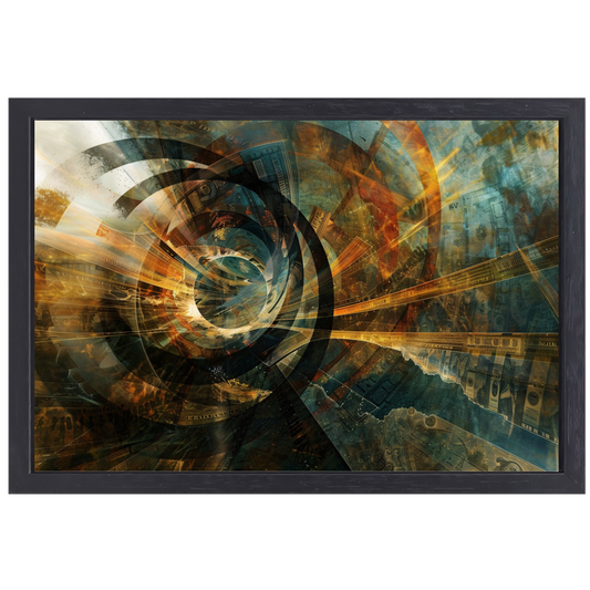 Abstracte geldstroom canvas met baklijst