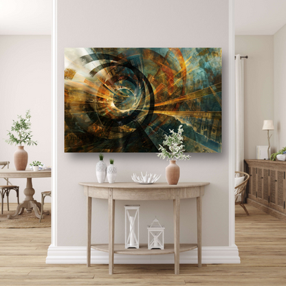 Abstracte geldstroom canvas met baklijst
